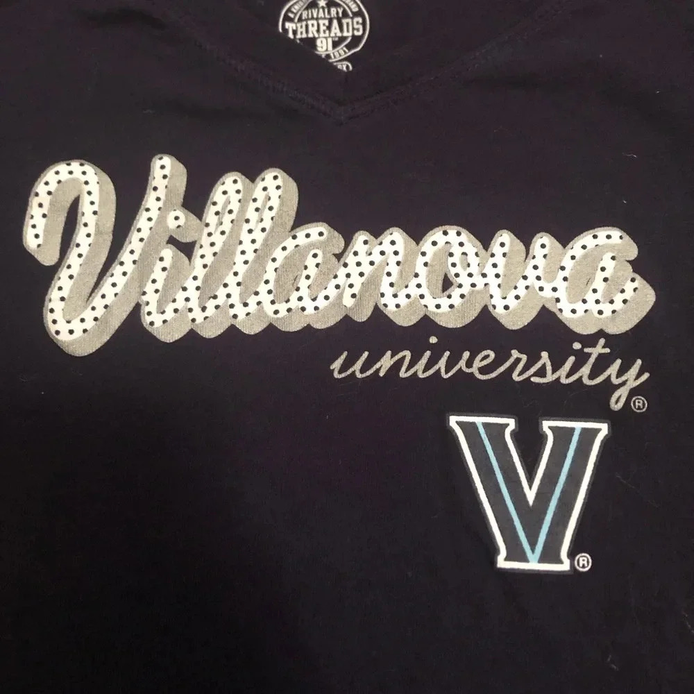 Villanova girls v-neck navy tee shirt small 6/6x - Picture 2 of 5